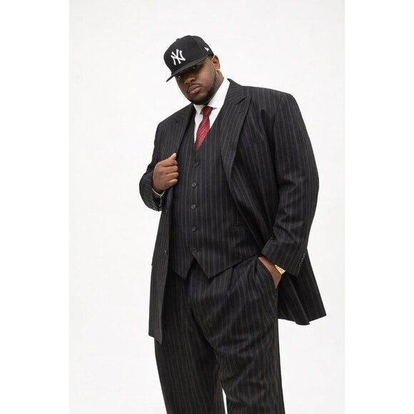 vintage PHAT FARM PRIVE 3 piece suit 54L pinstripe long jacket 90s hip hop rap